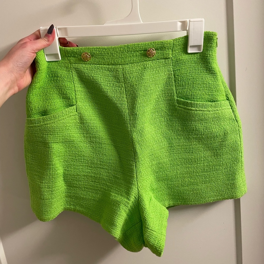 Zara green tweed shorts